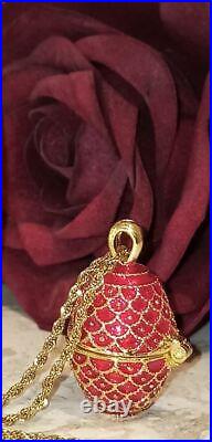 Red Easter Egg Pendant Necklace gift for women Handmade Jewelry style Fabergé eg