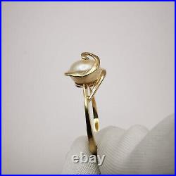 Ring Gold 585 Jewelry Ideal Condition Pearl 2,5g Imperial Soviet Vintage Women's