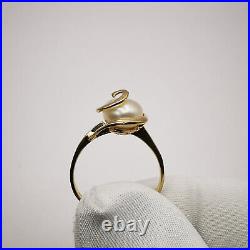 Ring Gold 585 Jewelry Ideal Condition Pearl 2,5g Imperial Soviet Vintage Women's