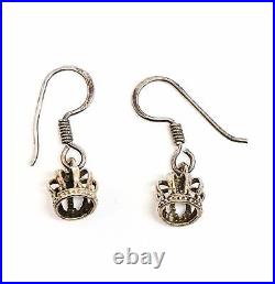 Royal Crown 18kt white gold stamped 875 vintage drop earrings signed