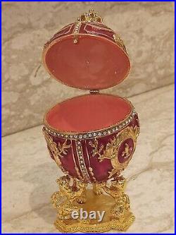 Royal Lions Trinket 4ct Swarovski Diamonds 200 Hmd Russian Faberge Egg 24k Gold