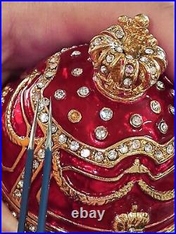 Royal Lions Trinket 4ct Swarovski Diamonds 200 Hmd Russian Faberge Egg 24k Gold