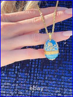 Royal Russian Faberge egg Handmade Jewelry Fabergé Egg SET Birthday Blue gift