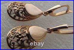 Royal Vintage Lithuanian 585,14k Solid Gold Openwork Earrings