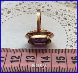Royal Vintage Rare USSR Russian Soviet Rose Gold Ring Amethyst 583 14K Size 8
