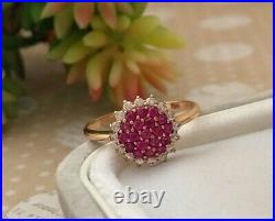 Royal Vintage Russian Rose Gold 585 14K Ring Women's Jewelry Ruby Stone Size 8