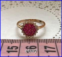 Royal Vintage Russian Rose Gold 585 14K Ring Women's Jewelry Ruby Stone Size 8