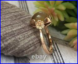 Royal Vintage Soviet Russian 583 14K ROSE GOLD RING Chalcedony Stone Size 8 USSR