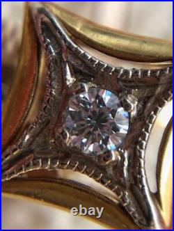 Royal Vintage Soviet USSR Russian GOLD 583 14K Earrings Natural YAKUTIA Diamond