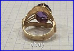 Royal Vintage USSR Russian Soviet Solid Rose Gold 583 14K Ring Corundum Size 7
