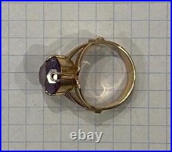 Royal Vintage USSR Russian Soviet Solid Rose Gold 583 14K Ring Corundum Size 7