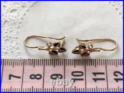 Royal Vintage USSR Soviet Russian Rose Gold 583 14k Stud Ear Earrings Enamel