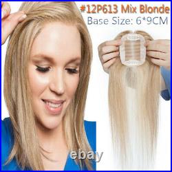 Russian 100% Remy Human Hair Topper Top Piece Wiglet Mono Silk Base Toupee Wig F