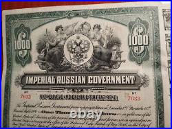 Russian 1916 Imperial GOLD $ 1000 Dollars Bond Loan Share Coupons ABNC