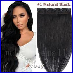 Russian Clip In Extensions One Piece Human Hair Real 3/4 Full Head CARAMEL Brown