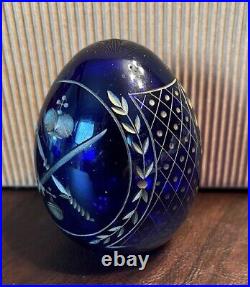 Russian Cobalt Blue Imperial Faberge Stye Glass Egg Vintage