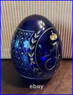 Russian Cobalt Blue Imperial Faberge Stye Glass Egg Vintage