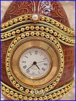 Russian Eggs Faberge Clock HANDCARVED Natural Egg VINTAGE FABERGE Brown Son gift