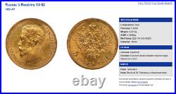 Russian Empire 1902 Gold 5 Rubles Emperor Nikolai II Imperial NGC MS66