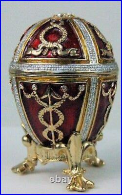 Russian Faberge Red Replica with Royal Decor in golden trims E06-26-05