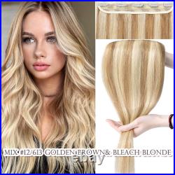 Russian Human Hair Extensions Clip In Remy Hairpiece 3/4 Full Head One Piece UK