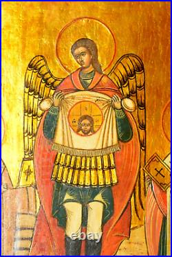 Russian Imperial Christian Icon Archangel Michael Jesus Gold God Mother Cross