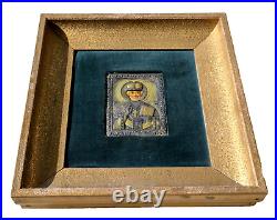 Russian Imperial Christian Icon Jesus Christ Gold God Mother Cross Egg Painting