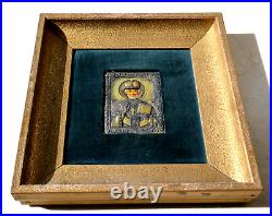 Russian Imperial Christian Icon Jesus Christ Gold God Mother Cross Egg Painting