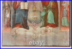 Russian Imperial Christian Icon Trinity Jesus God Mother Cros Gold Egg Painting
