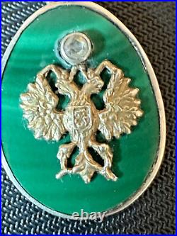 Russian Imperial Eagle Award Pendant with Diamond on Malachite? Karl Armfeld
