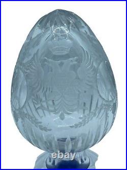 Russian Imperial Faberge Clear Glass Egg/ Double Headed Eagle