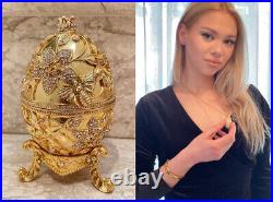 Russian Imperial Faberge egg Gold JewelryBox Faberge Trinketbox 400Swarovski HM