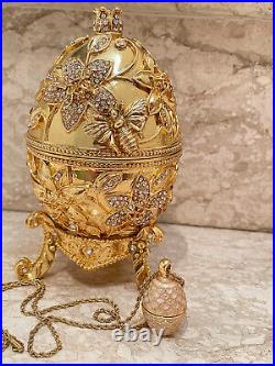 Russian Imperial Faberge egg Gold JewelryBox Faberge Trinketbox 400Swarovski HM