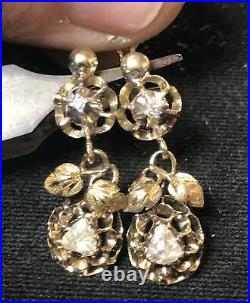 Russian Imperial Gold Earrings With Diamond Stones Fedor Lorie