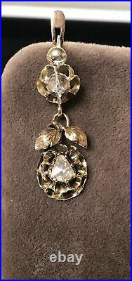 Russian Imperial Gold Earrings With Diamond Stones Fedor Lorie
