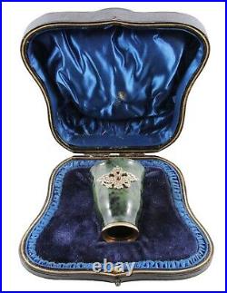 Russian Imperial Gold Jade Cup, Boxed