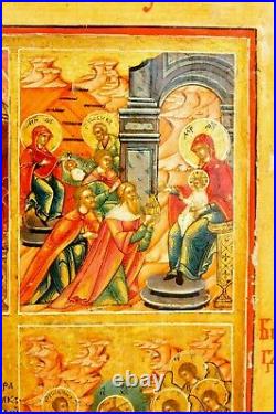 Russian Imperial Gold Paint Icon Palekh School Liturgical Feast Egg Tempura Pin