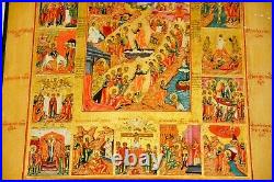 Russian Imperial Gold Paint Icon Palekh School Religious Liturgical Feast Egg Te
