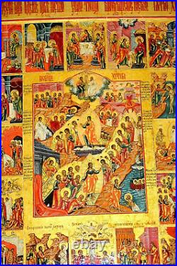 Russian Imperial Icon Palekh School Liturgical Feast Egg Tempura Gold Painting