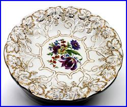 Russian Imperial Lomonosov Grape Leaves Gold Floral Serving Bowl 11 #92