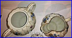 Russian Imperial Lomonosov Porcelain 9pcs Vntg Snack Cobalt/Gold Accents set