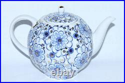 Russian Imperial Lomonosov Porcelain BIG 67.6 fl oz Teapot Bindweed 22 Gold Blue