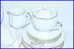 Russian Imperial Lomonosov Porcelain Bone Tea Set Golden Ribbon 6/30 Gold Rare