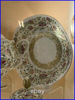 Russian Imperial Lomonosov Porcelain Bone Tea Set Pink flowers Gold 6/20 Russia