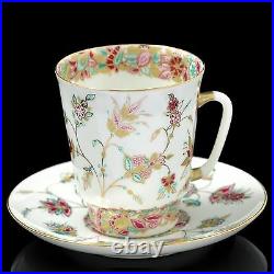 Russian Imperial Lomonosov Porcelain Bone Tea cup & saucer Golden branches Gold