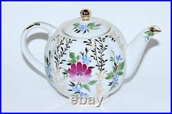 Russian Imperial Lomonosov Porcelain Hard Teapot Tulip Golden Herbs 22 Gold RARE