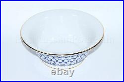 Russian Imperial Lomonosov Porcelain Salad Dish 6 person Cobalt Net 22 Gold Rare