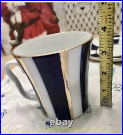 Russian Imperial Lomonosov Porcelain Setdecanter, Coffee, Cappuc Cobalt/gold Trim