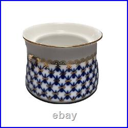 Russian Imperial Lomonosov Porcelain Spice set & Salt Dish Cobalt Net 22k Gold