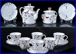 Russian Imperial Lomonosov Porcelain Tea Set Kaleidoscope 6/14 22k Gold Rare